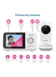 vtech VM819 Video Baby Monitor with 19Hour Battery Life 1000ft Long Range Auto Night Vision 2.8” Screen, 2 Way Audio Talk Temperature Sensor Power Saving Mode And Lullabies  - Image 2
