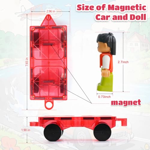 MAGBLOCK 1 Piece Car and 2 Pieces Figures Peoples Set Suitable for Magnetic Blocks Tiles Expand and Enrich Your Magnet Tiles STEM Educational Toys - Image 5