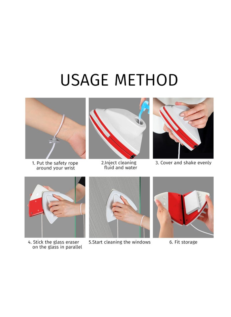 Generic - Magnetic Window Cleaner, Double Sided Magnet Window Cleaner Tool, Water-filled Magnetic Window Brush, Magnetic Window Cleaner Double Sided Glass Wiper, for Single Layer Glass Thickness 0.3''-0.6'' - Image 1