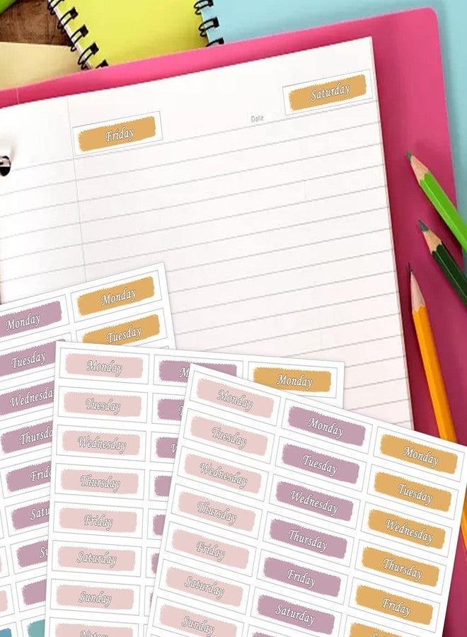 CIEMODA 480 Pcs Day of The Week Stickers - Foiled Date Covers, Colorful Date Self Adhesive Planning Stickers for Journals, Calendar, 10 Sheets - Image 5