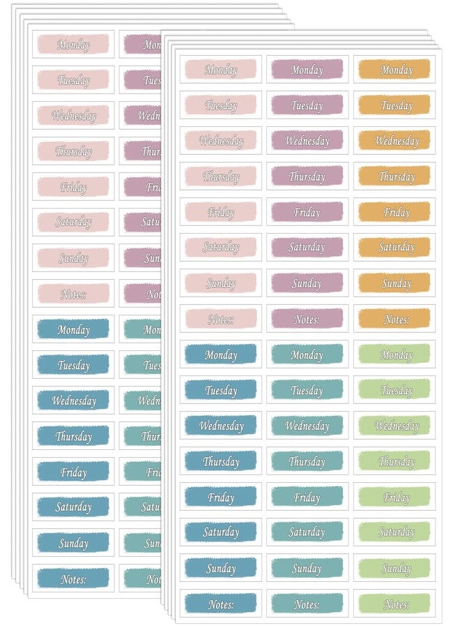 CIEMODA 480 Pcs Day of The Week Stickers - Foiled Date Covers, Colorful Date Self Adhesive Planning Stickers for Journals, Calendar, 10 Sheets - Image 1