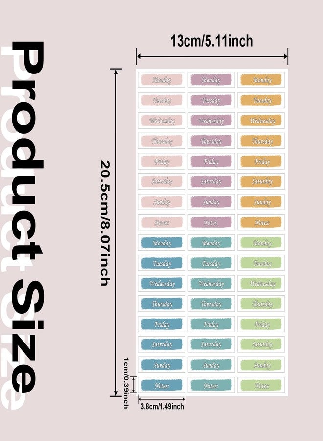 CIEMODA 480 Pcs Day of The Week Stickers - Foiled Date Covers, Colorful Date Self Adhesive Planning Stickers for Journals, Calendar, 10 Sheets - Image 2