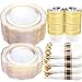 NOCCUR 50Guest Gold Rim Clear Plastic PlatesDisposable Silverware CupsInclude 100Plastic Plates 150Gold Utensils 50Cups and 50NapkinsIdea for WeddingParty - Image 1