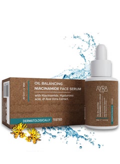 Ayra Organic Oil Balancing Niacinamide Face Serum – 30ml | With Hyaluronic Acid & Aloe Vera Extract | Organic & Eco-Friendly Skincare | Ideal for Acne-Prone & Oily Skin