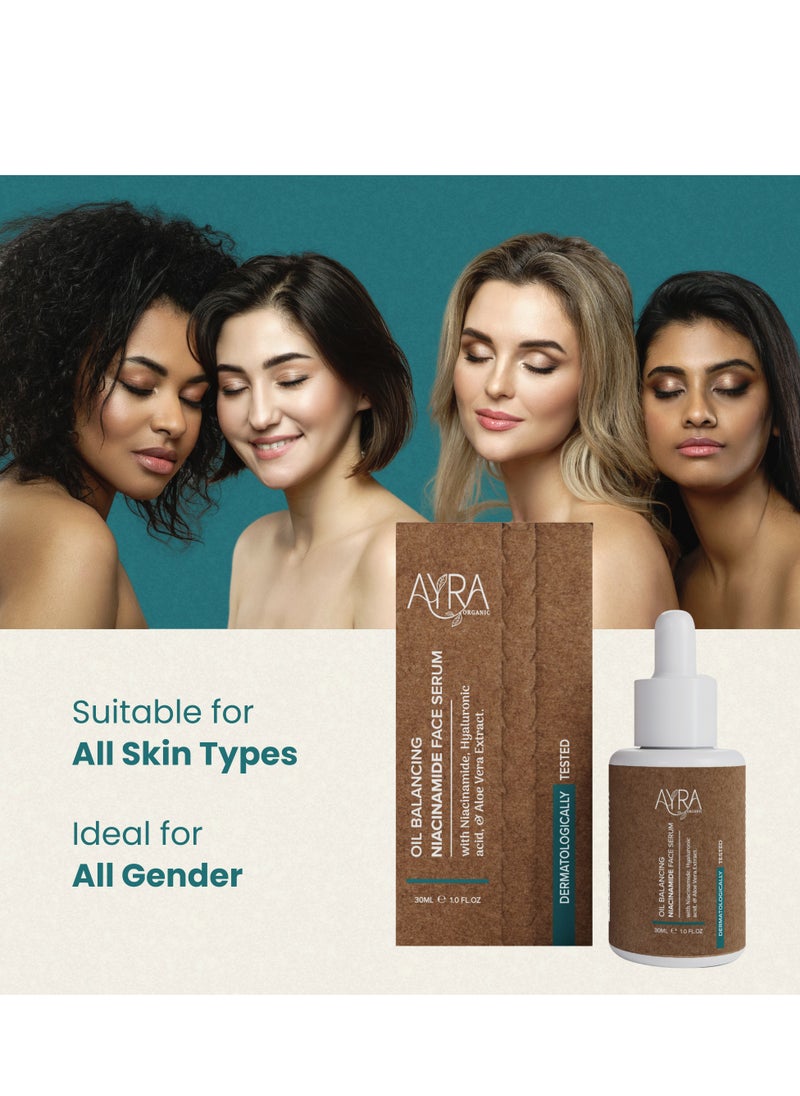 Ayra Organic - Ayra Organic Oil Balancing Niacinamide Face Serum – 30ml | With Hyaluronic Acid & Aloe Vera Extract | Organic & Eco-Friendly Skincare | Ideal for Acne-Prone & Oily Skin - Image 1