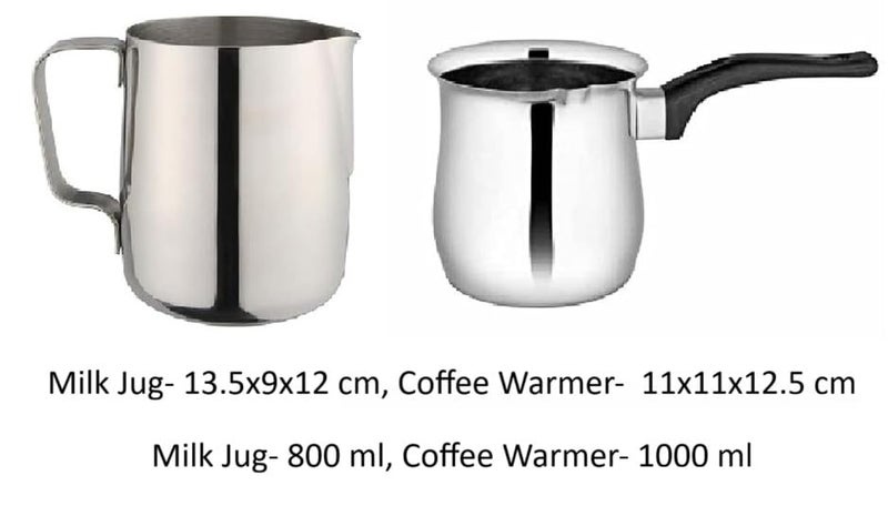 Dynore Stainless Steel Coffee Set Milk Jug and Coffee Warmer-2 Pcs, 1000 ml - Image 4