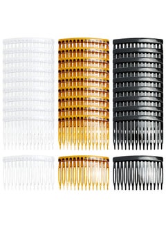 Cinaci Cinaci 30 Pack Clear White Black Brown Plastic Hair Side Combs Slide Bun Holder with 14 Teeth DIY Headpieces Clips Grips Barrettes Accessories for Women Girls Wedding Brides Veil (Mix)  - Image 1