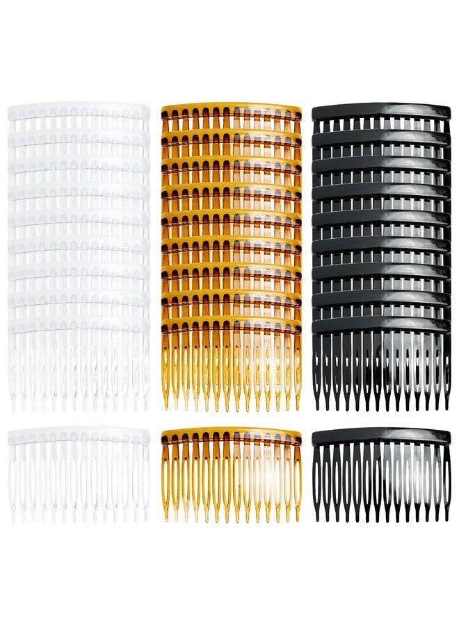 Cinaci Cinaci 30 Pack Clear White Black Brown Plastic Hair Side Combs Slide Bun Holder with 14 Teeth DIY Headpieces Clips Grips Barrettes Accessories for Women Girls Wedding Brides Veil (Mix) - Image 1