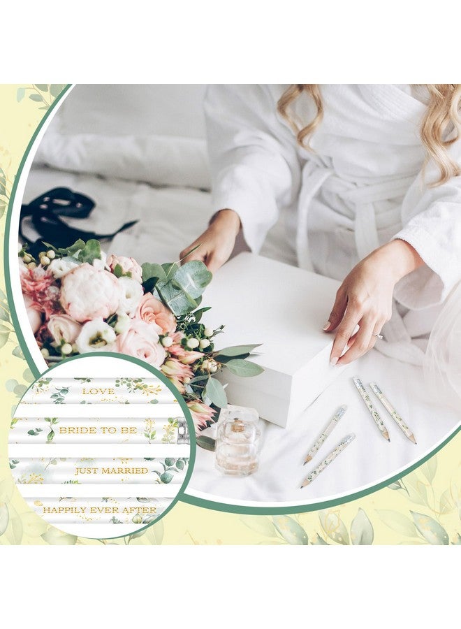 Teling 60 Pcs Bridal Shower Half Pencils Bulk 4 Inch Greenery Wedding Pencils Pre Sharpened Golf Pencils With Eraser Mini Pencils Short Bridal Pencils For Wedding Party Game School Classroom Presents - Image 3