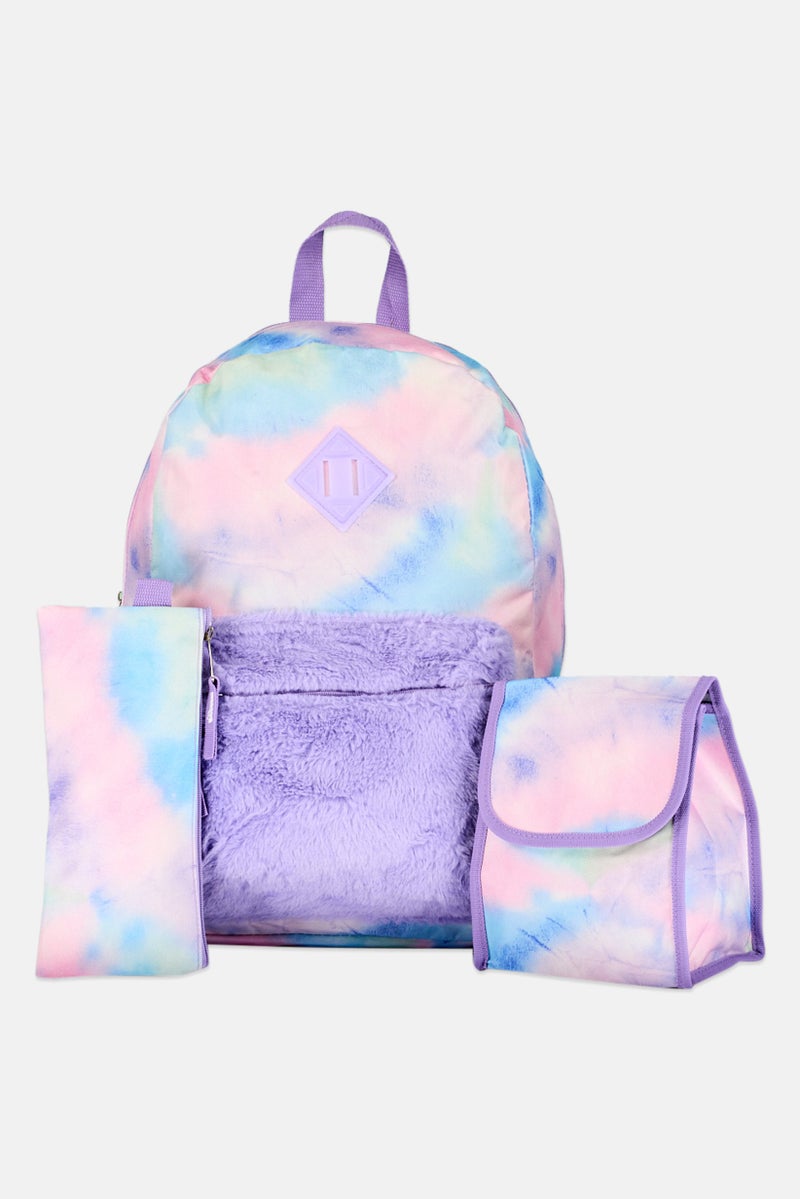 Sutton Studio Kids Girl 3 Pieces Tie Dye Print Backpack 29 L x 42 H x 13 W cm, Pink - Image 1