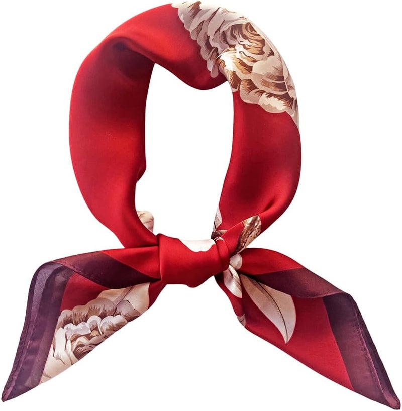 FONYVE Silk Feeling Scarf Medium Square Satin Head Scarf for Women 27.5 × 27.5 inches - Image 1