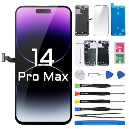 DGSCSMY لاستبدال شاشة آيفون 14 برو ماكس 6.7" LCD عرض رقمي 3D لمسة لاصق مقاوم للماء ملصق مجموعة أدوات إصلاح كاملة A2894 A2651 A2893 A2896 A2895 - Image 1