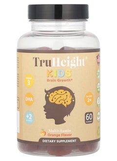 TruHeight  Kids Brain Growth Gummies For Kids 2+ Orange 60 Gummies 