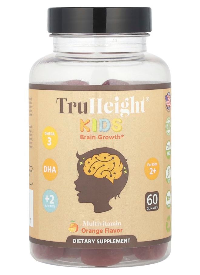 Kids Brain Growth Gummies For Kids 2+ Orange 60 Gummies