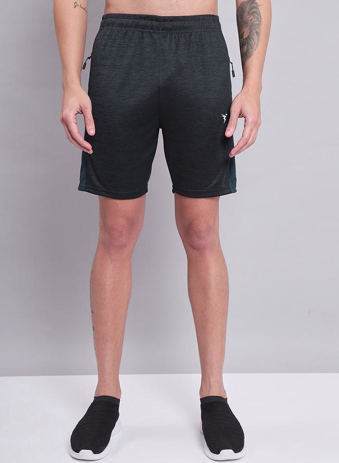 Logo Print Colourblock Melange Shorts by Styli