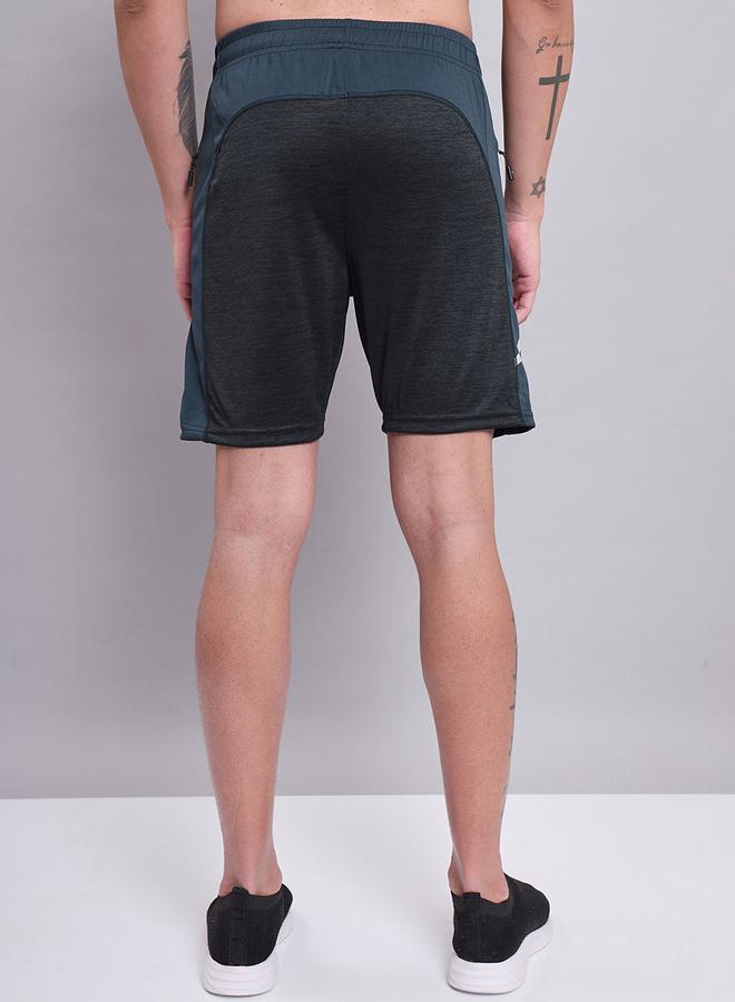 Logo Print Colourblock Melange Shorts by Styli