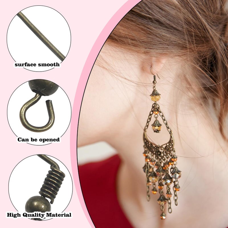 TOAOB THE ONE AND ONLY BABY TOAOB 100pcs Earring Hooks Hypo Allergenic French Ear Wires with Ball and Coil 18mm Antique Bronze Fish Hook Earrings Making Supplies Jewelry Findings - Image 3