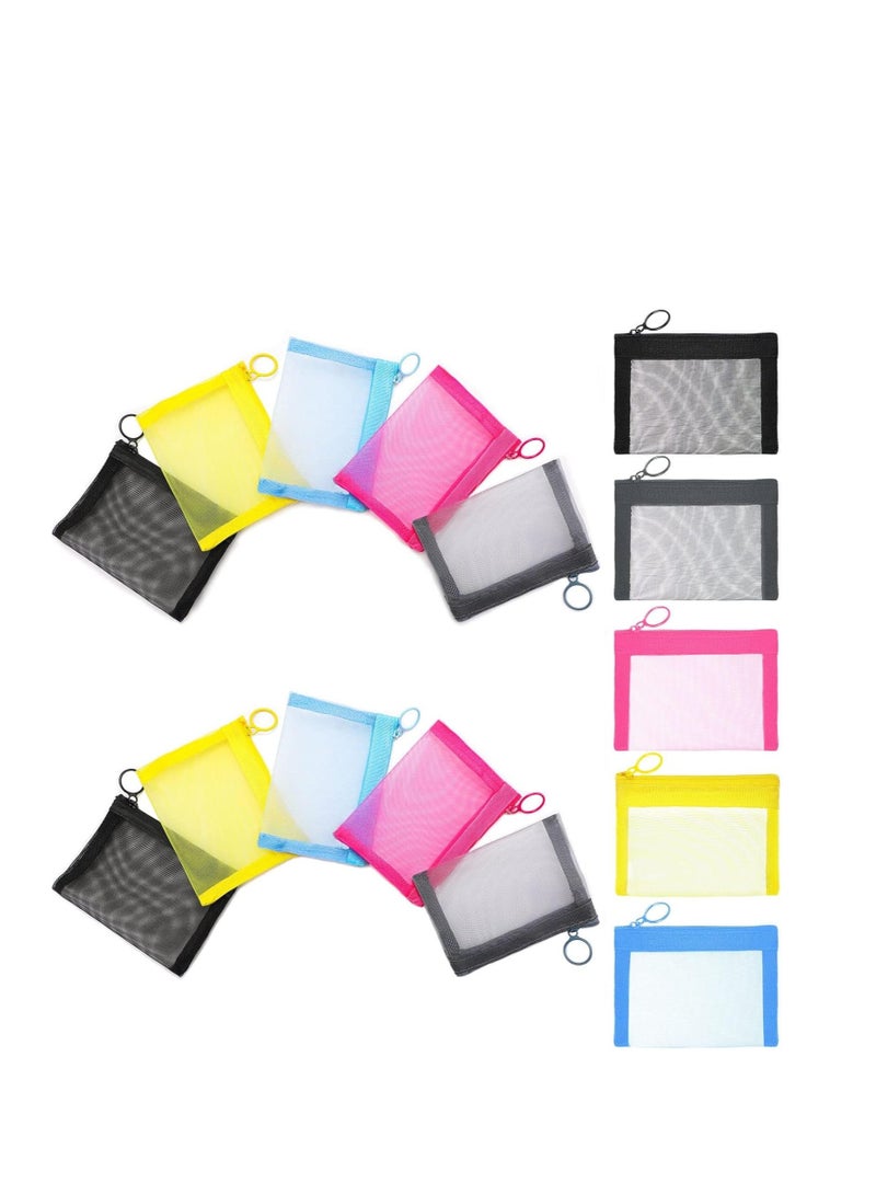 Small Mesh Zipper Pouch, Mini Nylon Travel Pouch, Small Essentials Organizer, Change Purse， Data Cable Zipper Storage Bag, Waterproof Coin Wallet，for Headphone Lipstick Some Small Items 15Pcs - Image 1