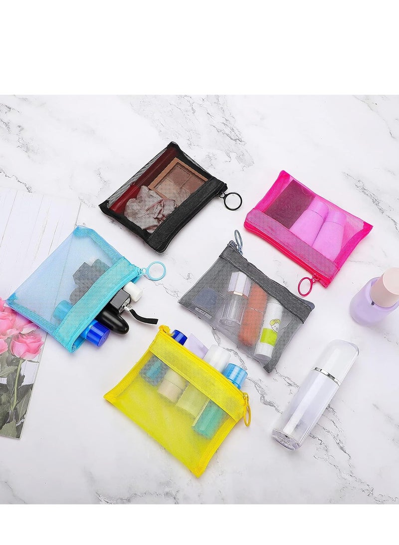 Small Mesh Zipper Pouch, Mini Nylon Travel Pouch, Small Essentials Organizer, Change Purse， Data Cable Zipper Storage Bag, Waterproof Coin Wallet，for Headphone Lipstick Some Small Items 15Pcs - Image 3