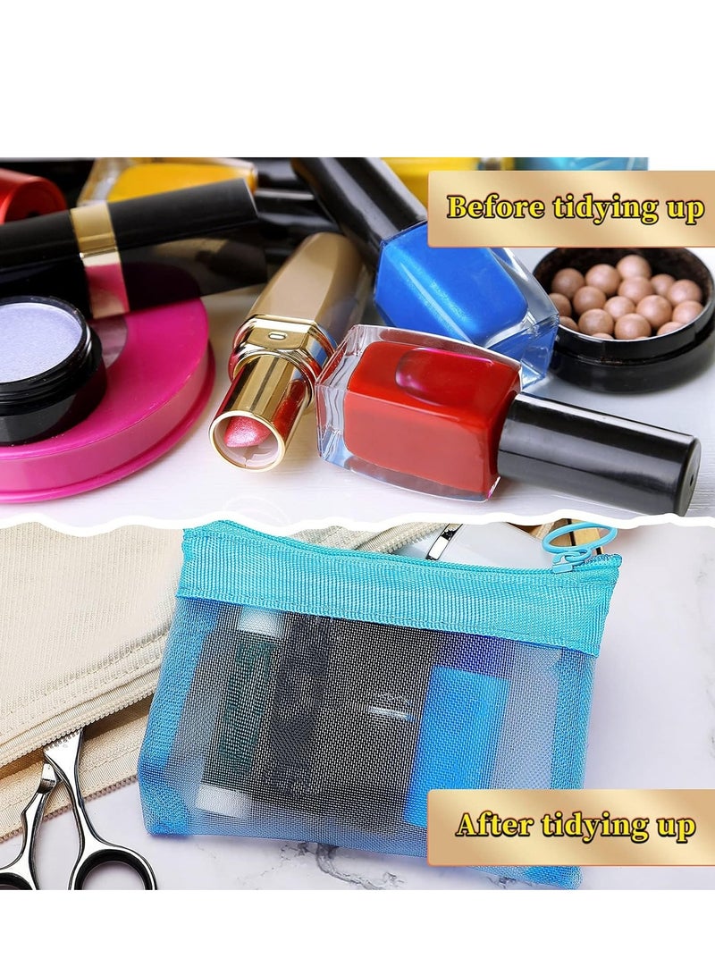 Small Mesh Zipper Pouch, Mini Nylon Travel Pouch, Small Essentials Organizer, Change Purse， Data Cable Zipper Storage Bag, Waterproof Coin Wallet，for Headphone Lipstick Some Small Items 15Pcs - Image 4