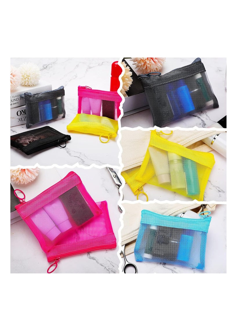 Small Mesh Zipper Pouch, Mini Nylon Travel Pouch, Small Essentials Organizer, Change Purse， Data Cable Zipper Storage Bag, Waterproof Coin Wallet，for Headphone Lipstick Some Small Items 15Pcs - Image 5