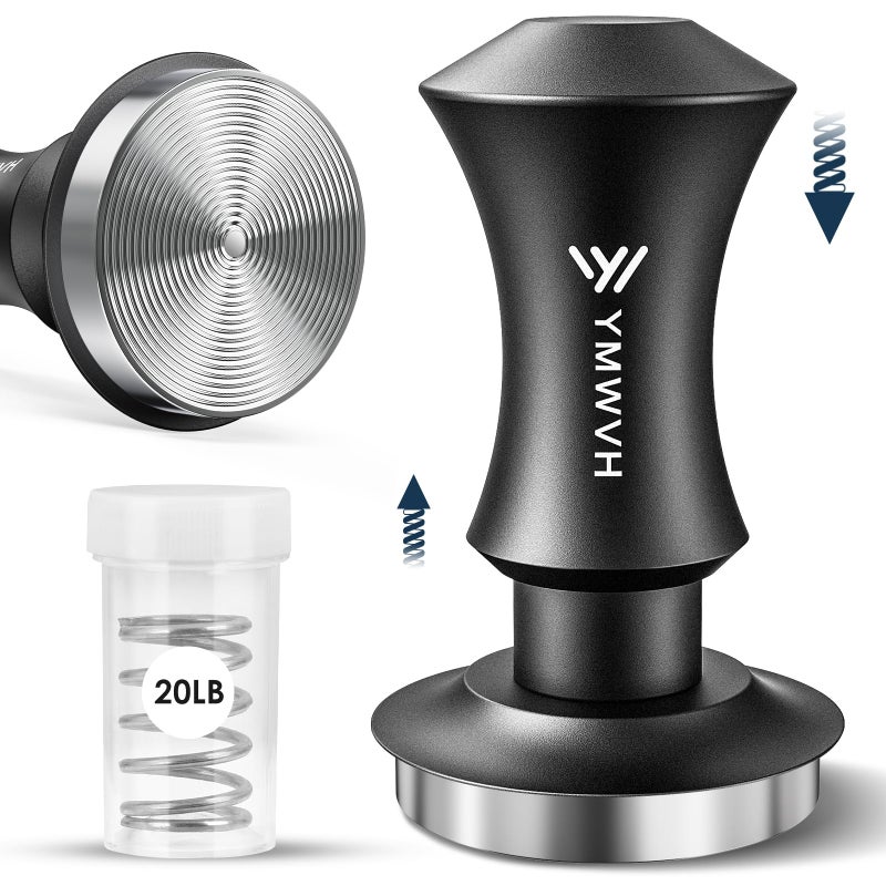 Espresso Tamper 583mm with 20lb30lbs Replacement Springs Tamper Black Premium Barista Coffee Tamper With 100 Stainless Steel Ripple Base Compatible with Rancilio Gaggia Portafilter E61 Group