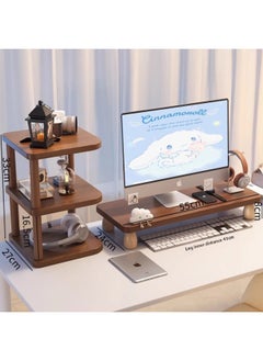 Desktop Computer Elevated Rack Monitor Elevated Rack Desktop Keyboard Bracket Display Screen Pad Base Desktop Stand-Color:Combination Set Of Black Walnut