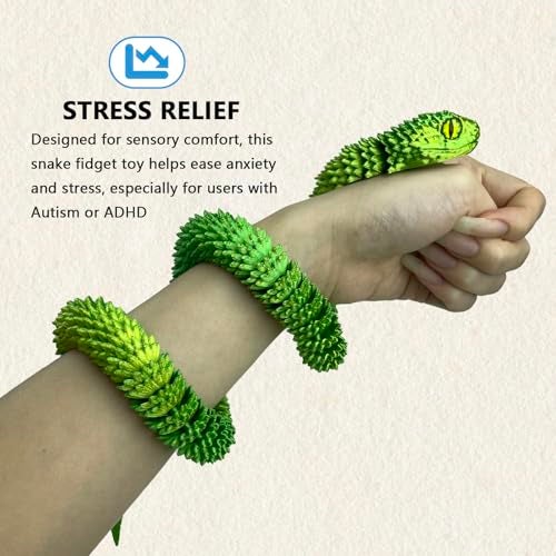 UXBSTM 24in 3D Printed Snake Toys Flexible 3D Printed Animal Fidget ADHD Snake Toys Perfect Desk Pet for Animal Collectors Easter Basket Essentials Easter Basket Stuffers - Image 5