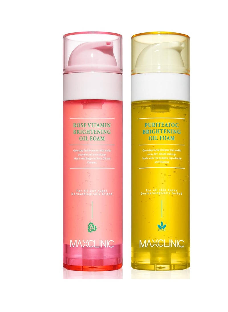maxclinic [K-Beauty] Rose Vitamin + Puriteatoc Oil Foam Gift Set | Daily Face Wash Oil Based Cleanser to Foam | Korean Skin Care Oil Cleanser for Dry Sensitive Skin | Face Cleanser Bundle  - Image 1