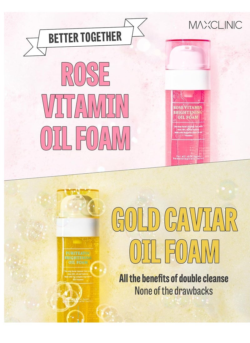 maxclinic [K-Beauty] Rose Vitamin + Puriteatoc Oil Foam Gift Set | Daily Face Wash Oil Based Cleanser to Foam | Korean Skin Care Oil Cleanser for Dry Sensitive Skin | Face Cleanser Bundle  - Image 4