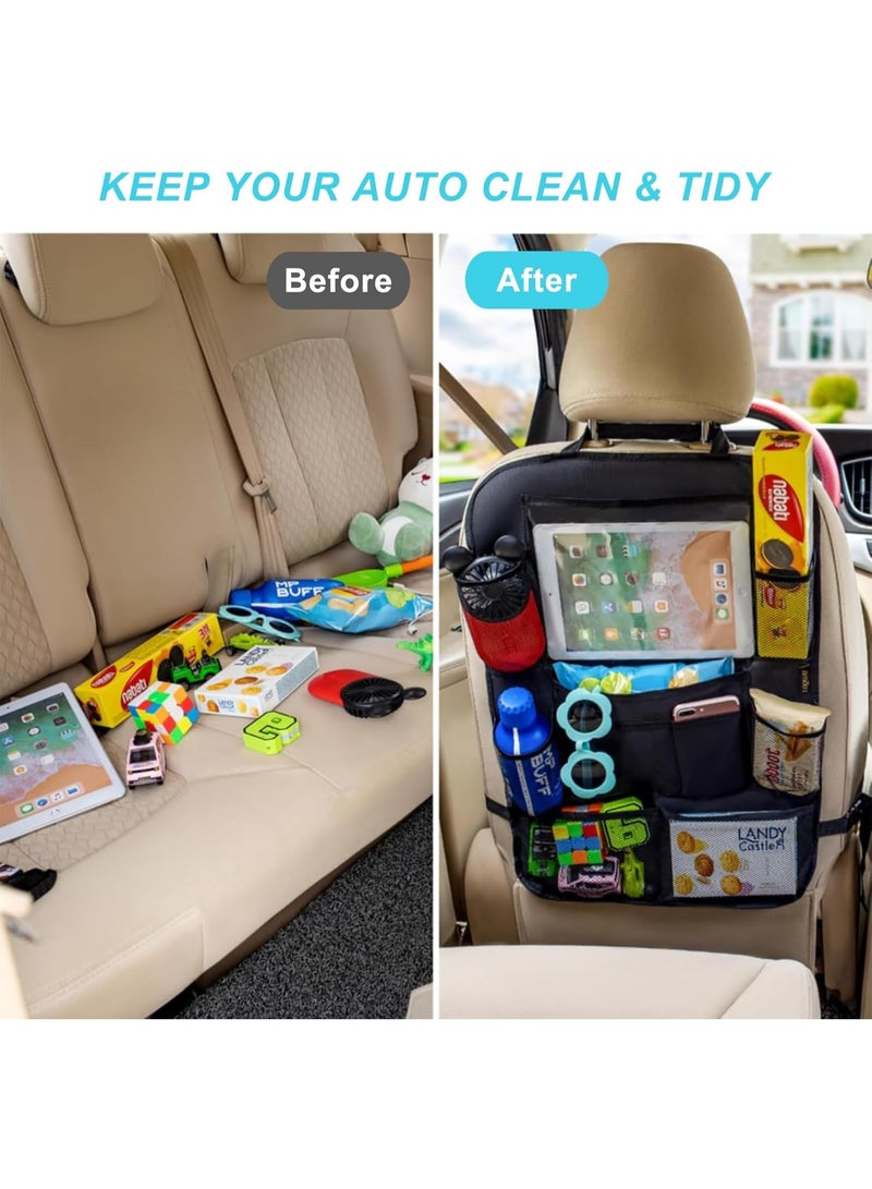 KITCHENOO Car Organizer Back Seat with 9 Storage Pockets & 10″ Tablet Holder, 1Pack Seat Back Cover for Kids Toddlers, Kick Mats Protector, Keep Cars Vehicles Organized & Tidy, Travel Accessories - Image 4