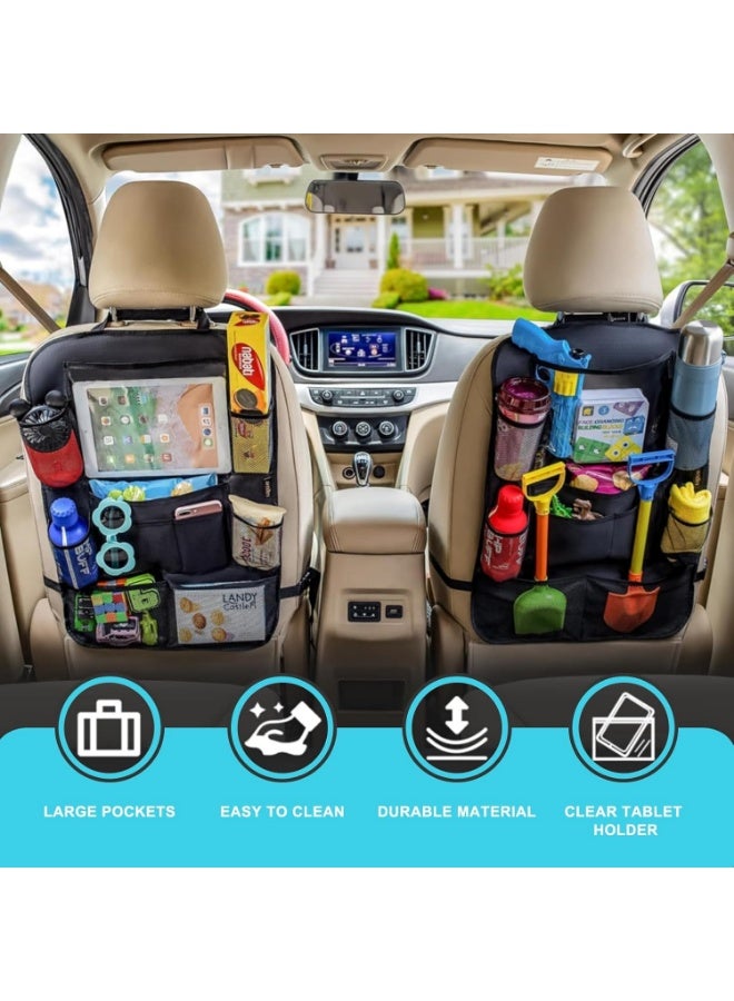 KITCHENOO Car Organizer Back Seat with 9 Storage Pockets & 10″ Tablet Holder, 1Pack Seat Back Cover for Kids Toddlers, Kick Mats Protector, Keep Cars Vehicles Organized & Tidy, Travel Accessories - Image 3