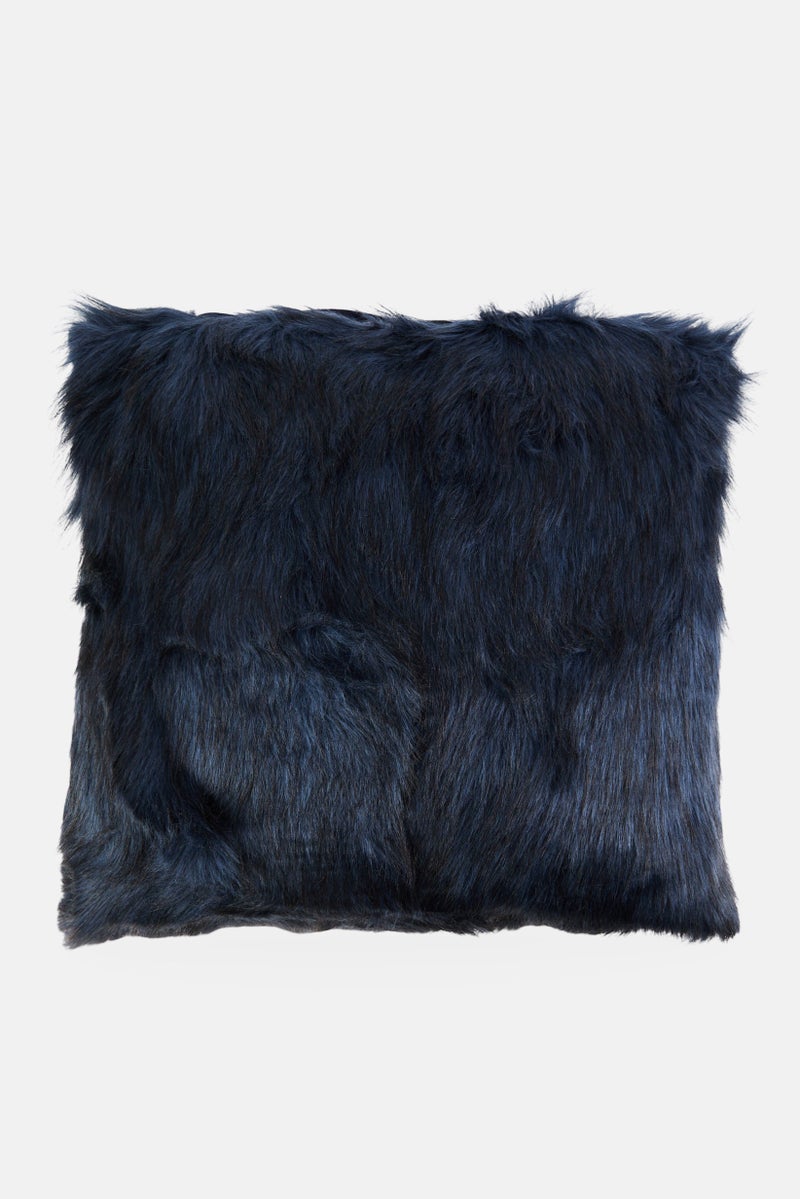 Solevito Faux Fur Removable Cover Cushion, Navy  - Image 1