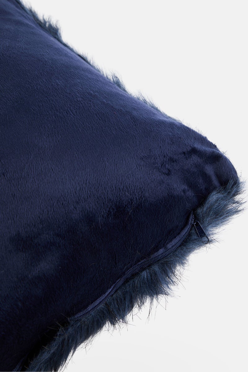 Solevito Faux Fur Removable Cover Cushion, Navy  - Image 3