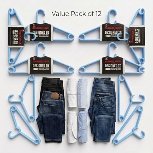 Mahaware Polypropylene Clothes Hangers Pack of 12 | Heavy Duty, Space Saving Hangers for Wardrobe & Almirah Organization | Durable Hangers for Dresses, Shirts & Closet Storage, Mint Granite Blue - Image 4