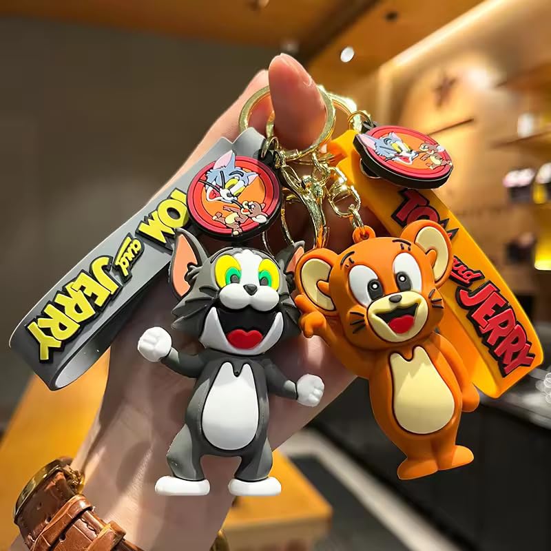 PITRESHWAR Happy Tom and Jerry Keychain for Boys, Girl Students College School Bags, Bikes, Cars - Image 2