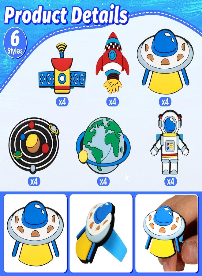AKAIXI 24Pcs Space Astronaut Cupcake Toppers Ring Planet Rocket Spaceship Trip to the Moon Cupcake Picks Space Themed Party Cake Decorations for Birthday Baby Shower Outer Space Themed Party Supplies - Image 3