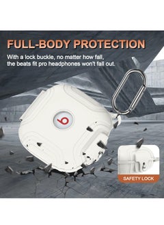 Excefore Shockproof Silicone Case for Beats Fit Pro 2021, Earbuds Armor with Anti-Lost Keychain (White) - Best Protection for Apple Beats Fit Pro  - Image 4