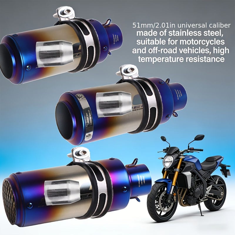 Universal 51mm Off Road Motorcycle Exhaust Pipe For Yamaha Mt07 Built In Db Killer Made Of Stainless Steel - Image 1