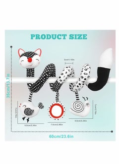 SYOSI ELECDON Car Seat Toys, Spiral Stroller Toys, Black and White Fox Spiral Activity Plush Toys, Hanging Rattles Toys for Stroller, Newborn Toys Baby Toys Gift for 0 3 6 9 12 Months Girls Boys  - Image 5