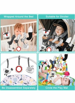 SYOSI ELECDON Car Seat Toys, Spiral Stroller Toys, Black and White Fox Spiral Activity Plush Toys, Hanging Rattles Toys for Stroller, Newborn Toys Baby Toys Gift for 0 3 6 9 12 Months Girls Boys  - Image 3