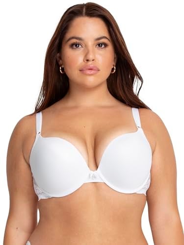 Smart & Sexy womens Add 2 Cup Sizes Push-up Bra, White With Lace Wings, 32B US - Image 1