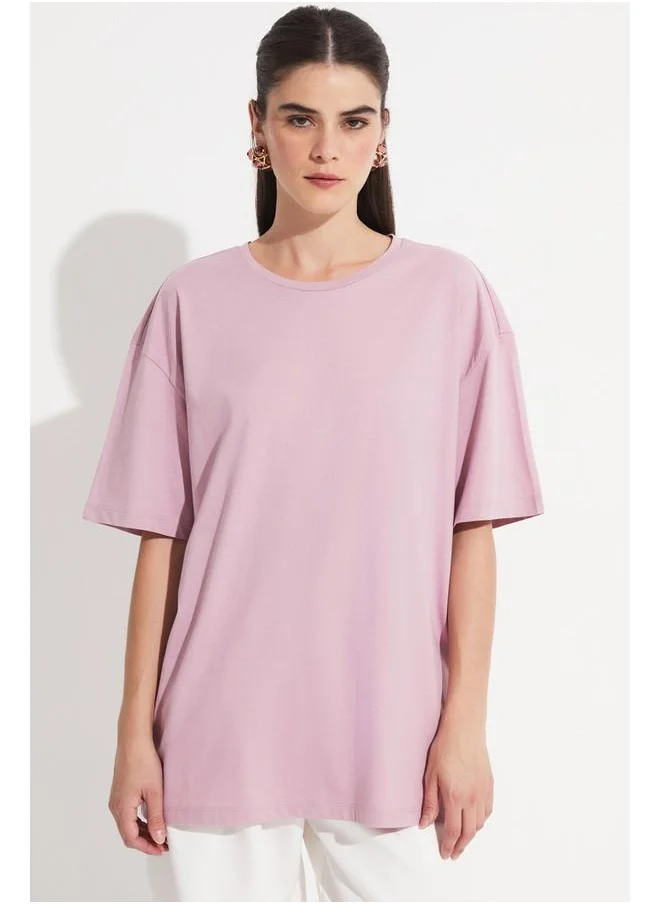 جون June Oversize 100% Cotton Tshirt Lilac