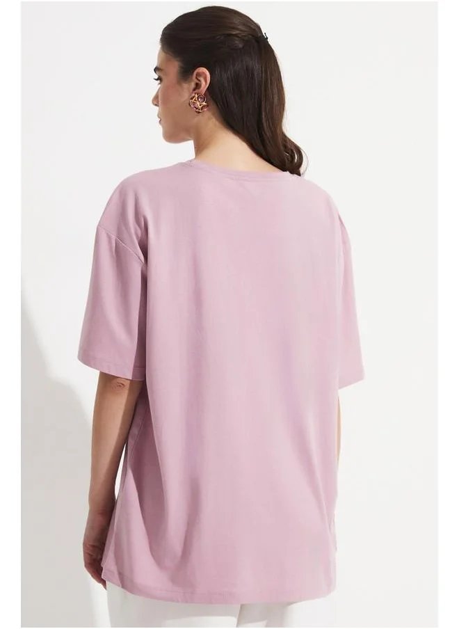 JUNE June Oversize 100% Cotton Tshirt Lilac
