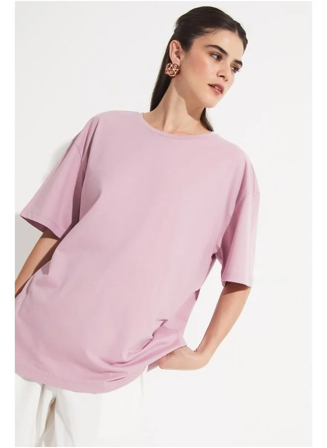 جون June Oversize 100% Cotton Tshirt Lilac