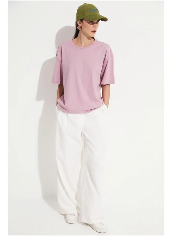 JUNE June Oversize 100% Cotton Tshirt Lilac