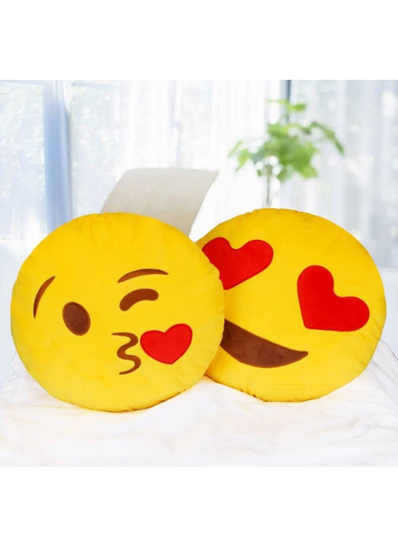 Supreme Home Collective Supreme Home Collective Plush Emoji Pillow Soft Round Smiley Cushion Car DecorationYellow 12x12 inches30x30cm 2 