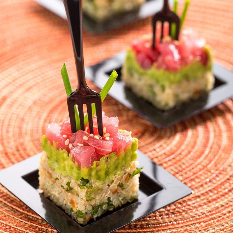 Restaurantware 4 Inch Mini Forks 100 Disposable Tiny Forks  HeavyDuty Pair With Hors Doeuvres Desserts Or Samples Black Plastic Appetizer Forks For Parties Weddings Or Catering - Image 3