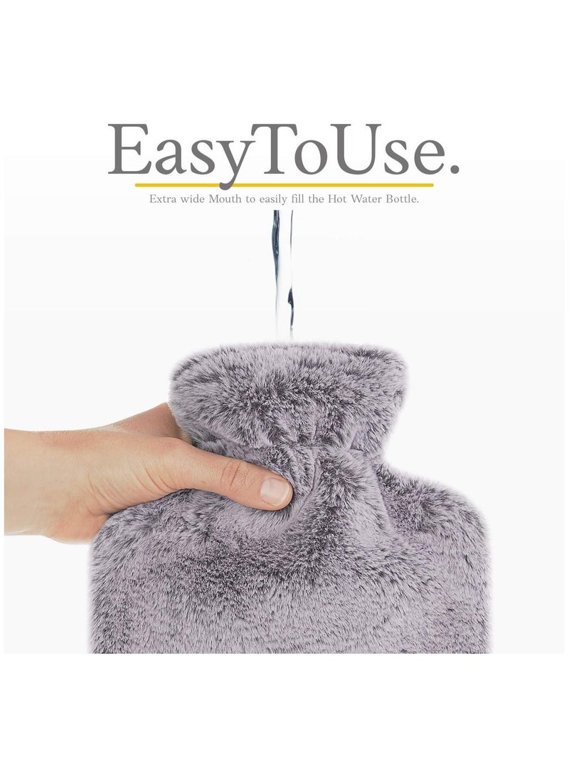 YelaJoy Hot Water Bottle with Soft Cover - 2L Large - With compartments, Classic Hot Water Bag for Pain Relief, Neck and Shoulders, Feet Warmer, Menstrual Cramps, Hot and Cold Therapy - Image 3