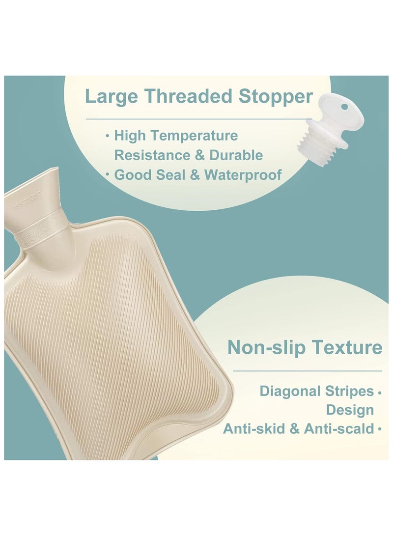 YelaJoy Hot Water Bottle with Soft Cover - 2L Large - With compartments, Classic Hot Water Bag for Pain Relief, Neck and Shoulders, Feet Warmer, Menstrual Cramps, Hot and Cold Therapy - Image 4